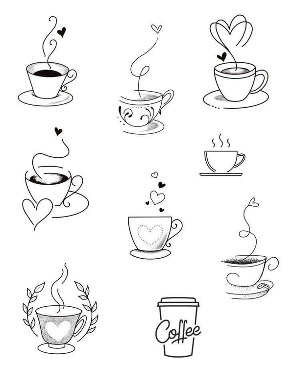 Design #11 - Mini Tattoos - Coffee Cup - Under 2 Inches