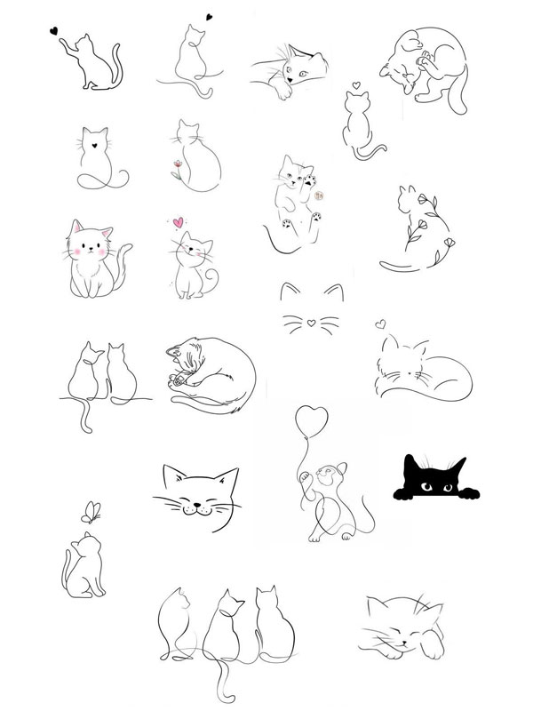 Design #13 - Mini Tattoos - Cat - Under 2 Inches